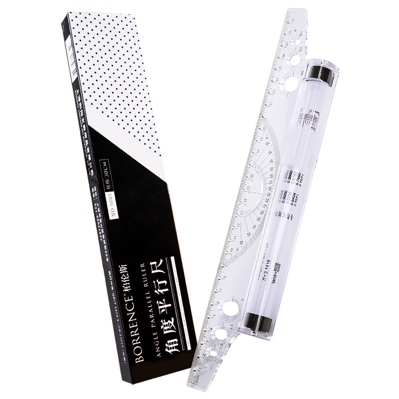 Ruler Set Transparent - 30 ซม.โปร่งใส Parallel Roller ไม้บรรทัดมัลติฟังก์ชั่เครื่องมือขนาดมุม Line