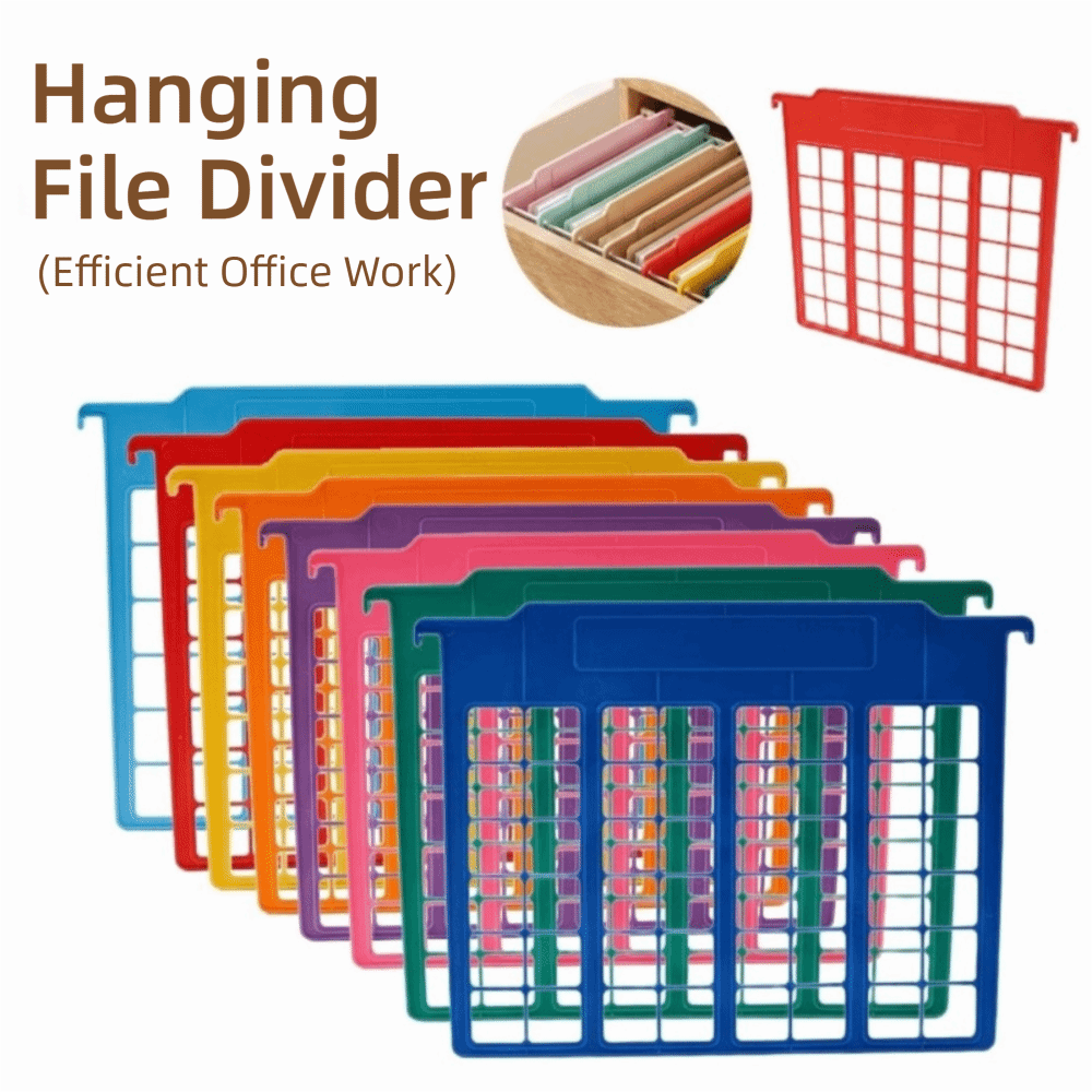 File Folder Hanging - ตัวแบ่งแฟ้มแขวนพลาสติกทนทาน 8 ชิ้น ขนาด A4 หลากสี