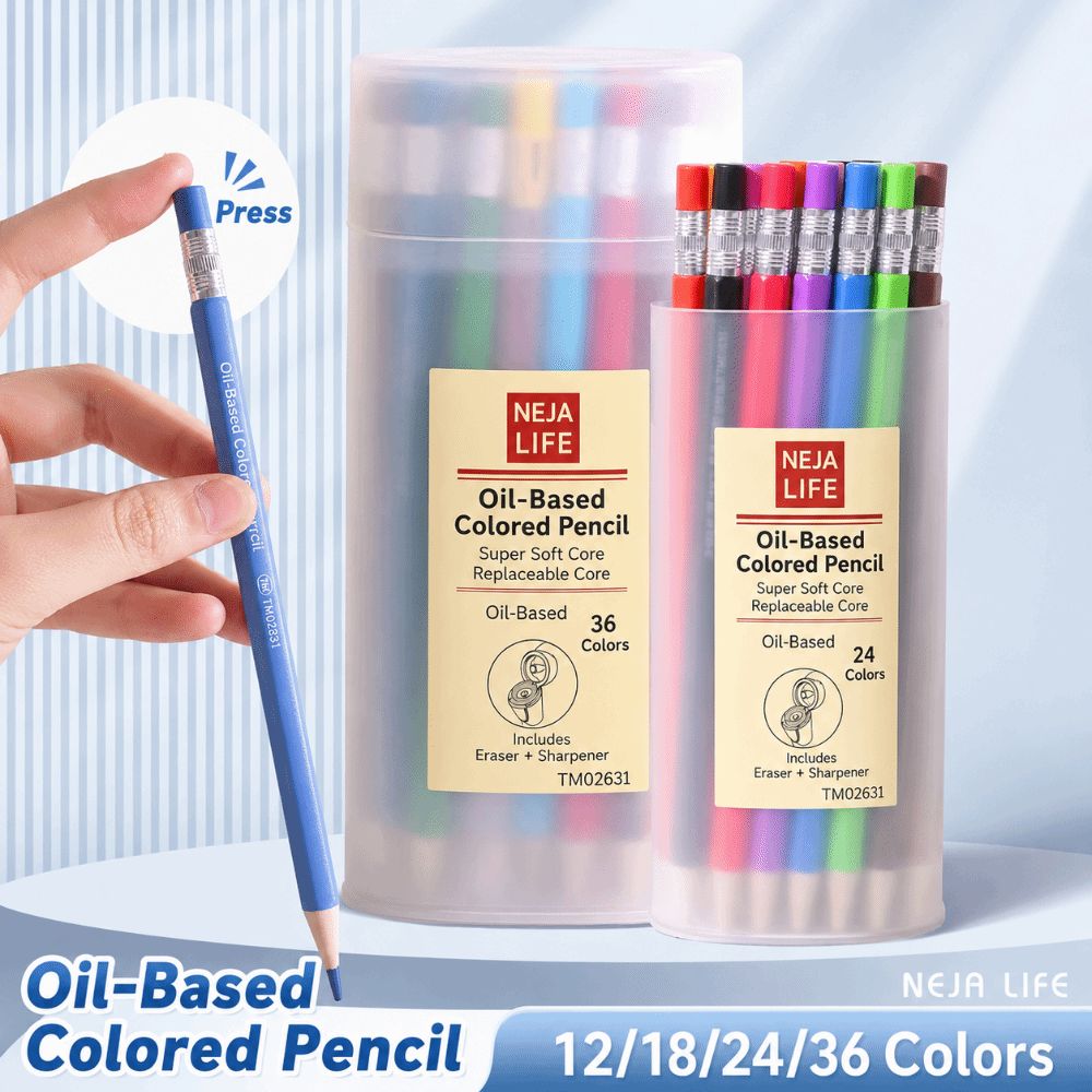Mechanical Pencil Lead - ดินสอสีแบบดึงได้ 12/18/24/36 สี ดินสอสีแบบกลไก ด้ามหกเหลี่ยม ดินสอสีชนิดน้ำมัน