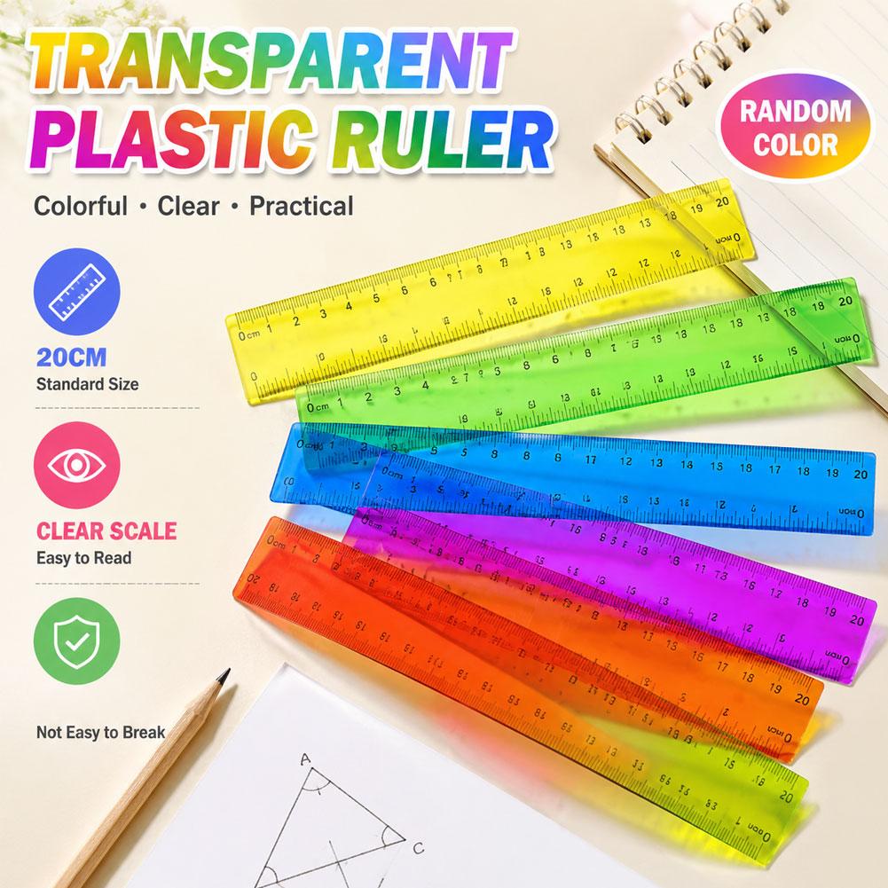 ไม้บรรทัดพลาสติกสีสุ่ม 5 ชิ้น, - Ruler Set Transparent บทวิจารณ์และราคา