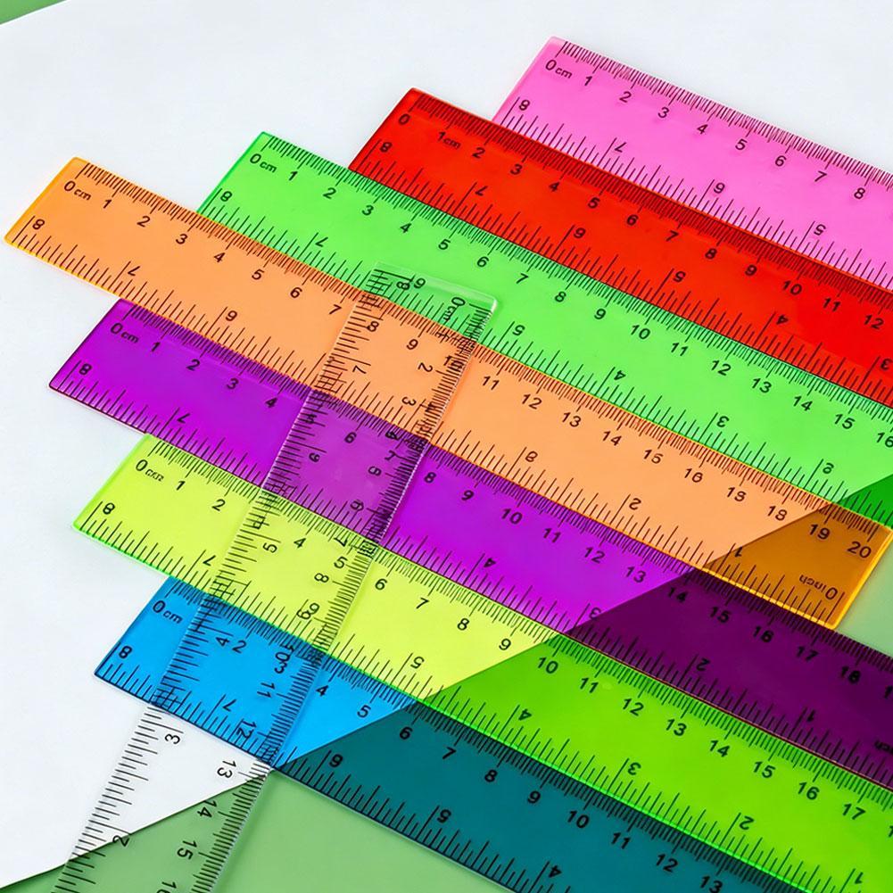 ไม้บรรทัดพลาสติกสีสุ่ม 5 ชิ้น, - Ruler Set Transparent บทวิจารณ์และราคา