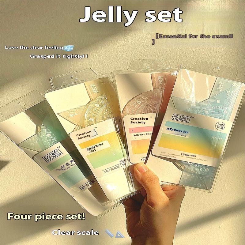 ชุดไม้บรรทัดเจลลี่ 4 ชิ้น/ชุด  - Ruler Set Transparent บทวิจารณ์และราคา