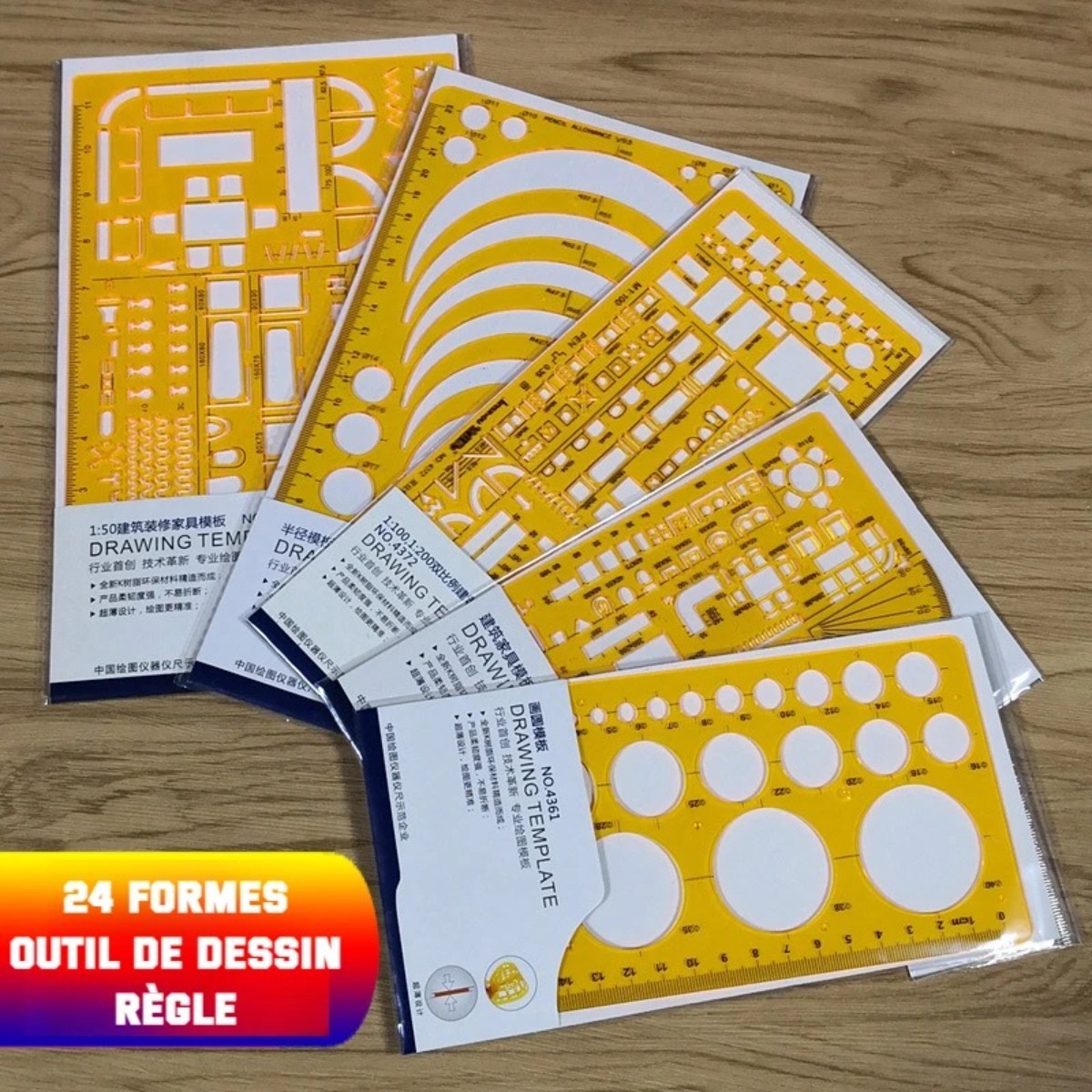 ชุดแม่แบบการวาดภาพเรขาคณิตพร้อ - Ruler Set Transparent บทวิจารณ์และราคา