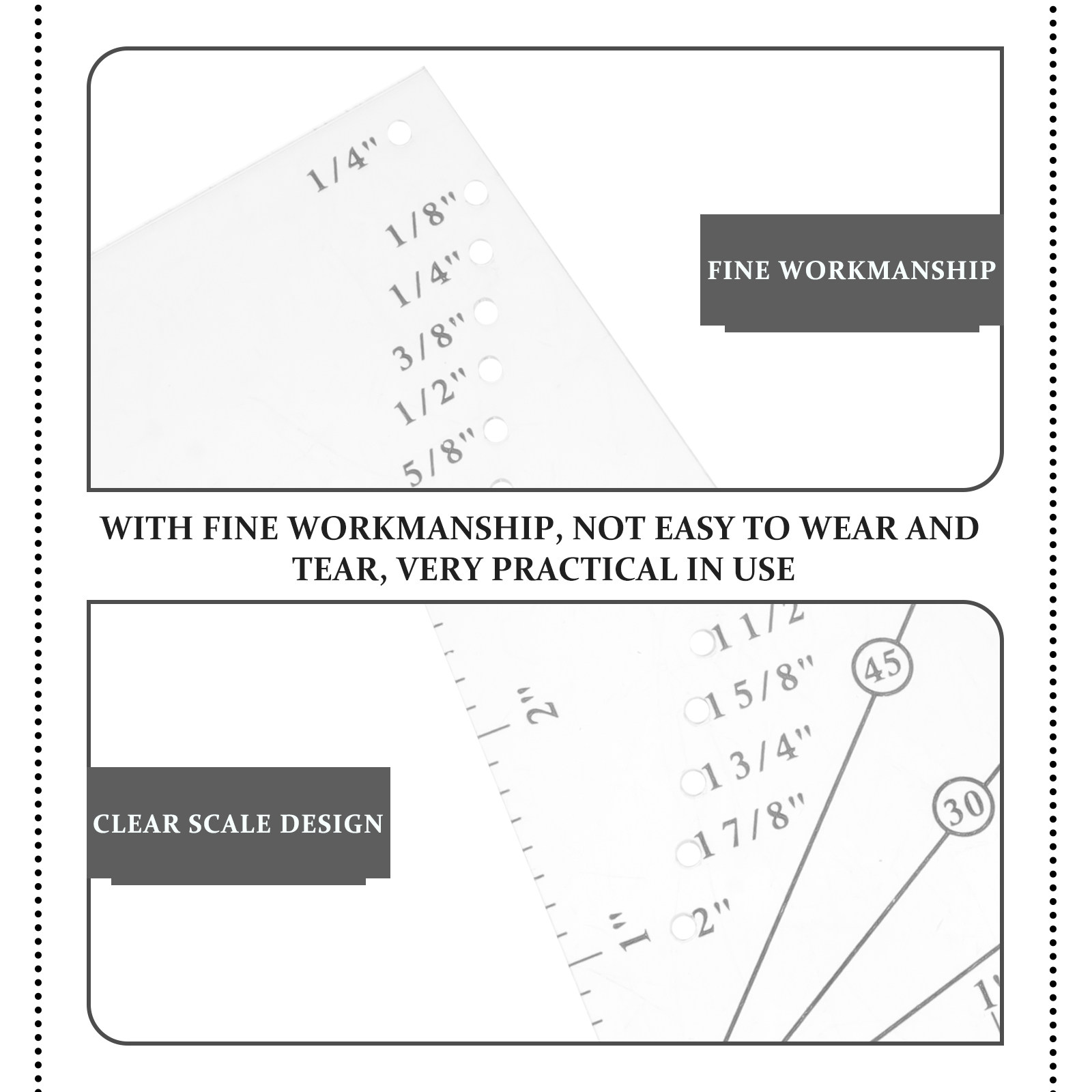 1 ชุด ไม้บรรทัดพลาสติกสำหรับงา - Ruler Set Transparent บทวิจารณ์และราคา